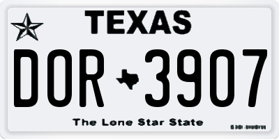 TX license plate DOR3907