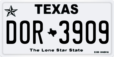 TX license plate DOR3909
