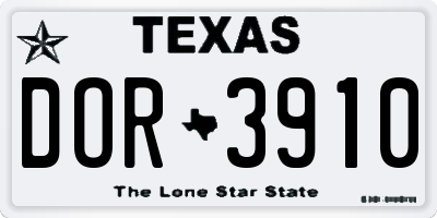 TX license plate DOR3910