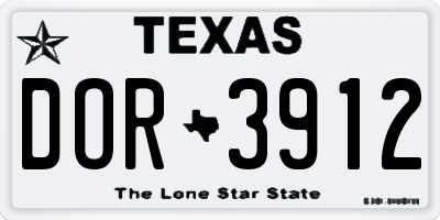 TX license plate DOR3912