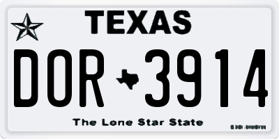 TX license plate DOR3914