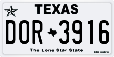 TX license plate DOR3916