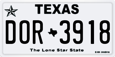 TX license plate DOR3918