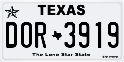 TX license plate DOR3919