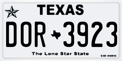 TX license plate DOR3923