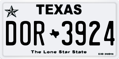 TX license plate DOR3924
