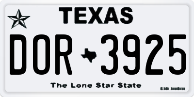 TX license plate DOR3925