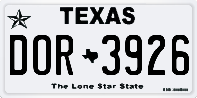 TX license plate DOR3926