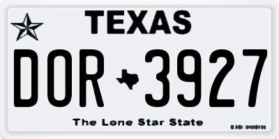 TX license plate DOR3927