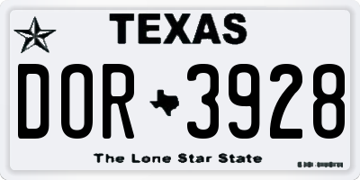 TX license plate DOR3928