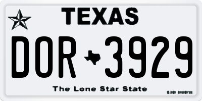 TX license plate DOR3929