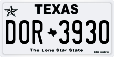 TX license plate DOR3930