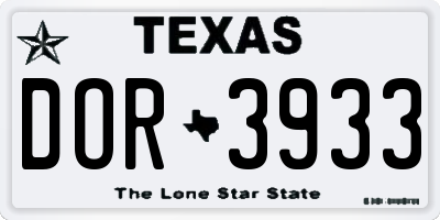 TX license plate DOR3933