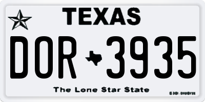 TX license plate DOR3935
