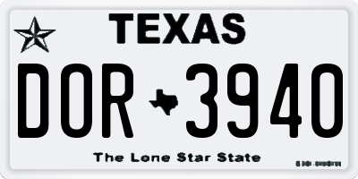 TX license plate DOR3940