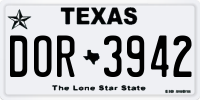 TX license plate DOR3942