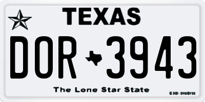 TX license plate DOR3943