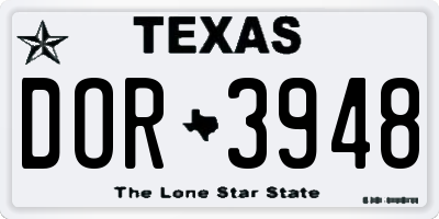 TX license plate DOR3948