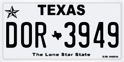 TX license plate DOR3949