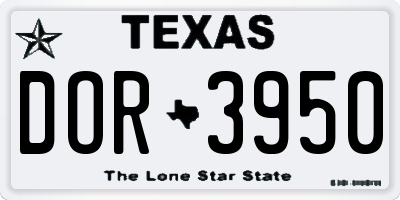 TX license plate DOR3950