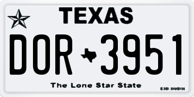 TX license plate DOR3951