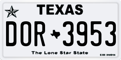 TX license plate DOR3953