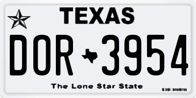 TX license plate DOR3954