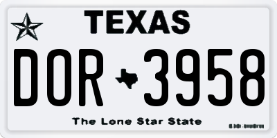 TX license plate DOR3958
