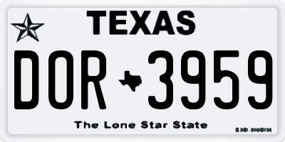 TX license plate DOR3959