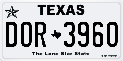 TX license plate DOR3960