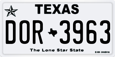 TX license plate DOR3963