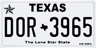 TX license plate DOR3965