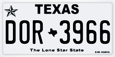 TX license plate DOR3966