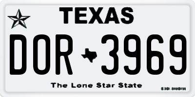 TX license plate DOR3969