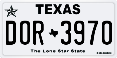 TX license plate DOR3970