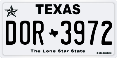 TX license plate DOR3972