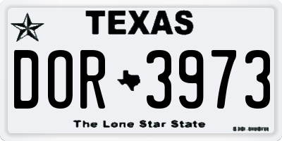 TX license plate DOR3973
