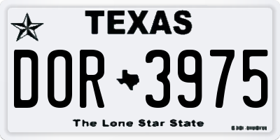 TX license plate DOR3975