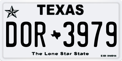 TX license plate DOR3979