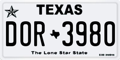 TX license plate DOR3980