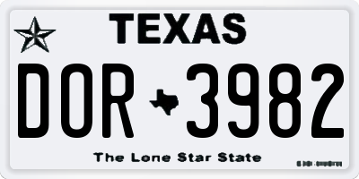 TX license plate DOR3982
