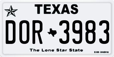TX license plate DOR3983