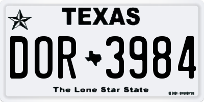 TX license plate DOR3984