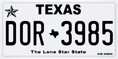 TX license plate DOR3985