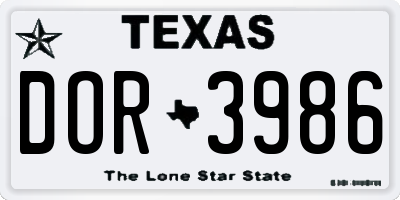 TX license plate DOR3986