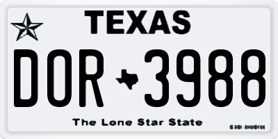 TX license plate DOR3988