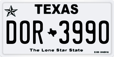 TX license plate DOR3990