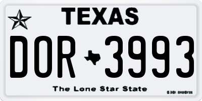 TX license plate DOR3993