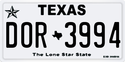 TX license plate DOR3994