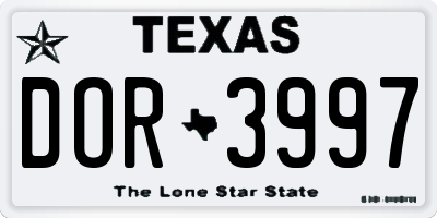 TX license plate DOR3997